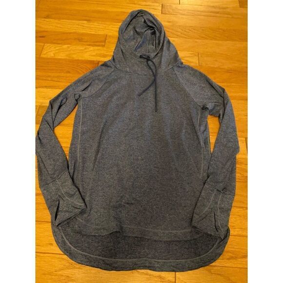 Athleta women’s blue athletic relaxed hooded pullover with thumb holes size med - Picture 1 of 9